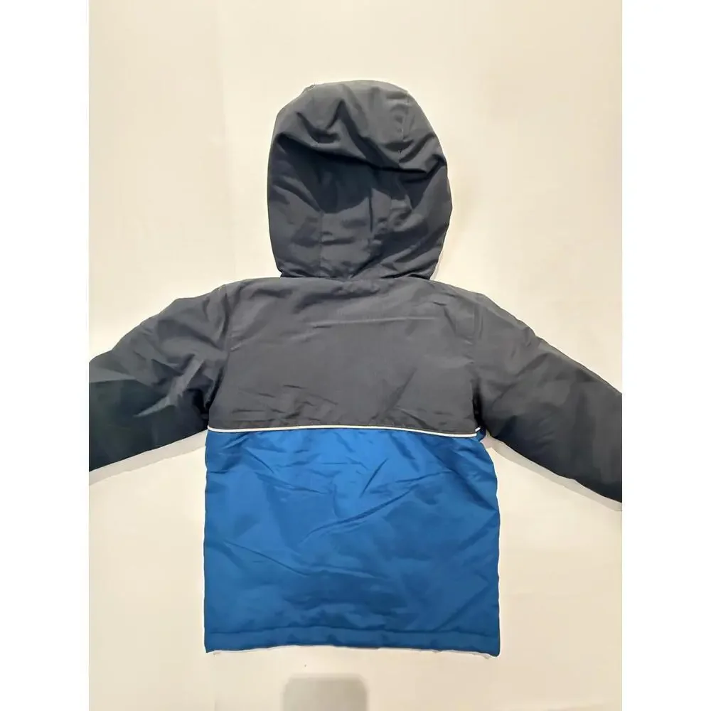 Childrens Place Jacket Boys 4 Blue Gray Hooded Puffer Coat Winter Fleece Lined